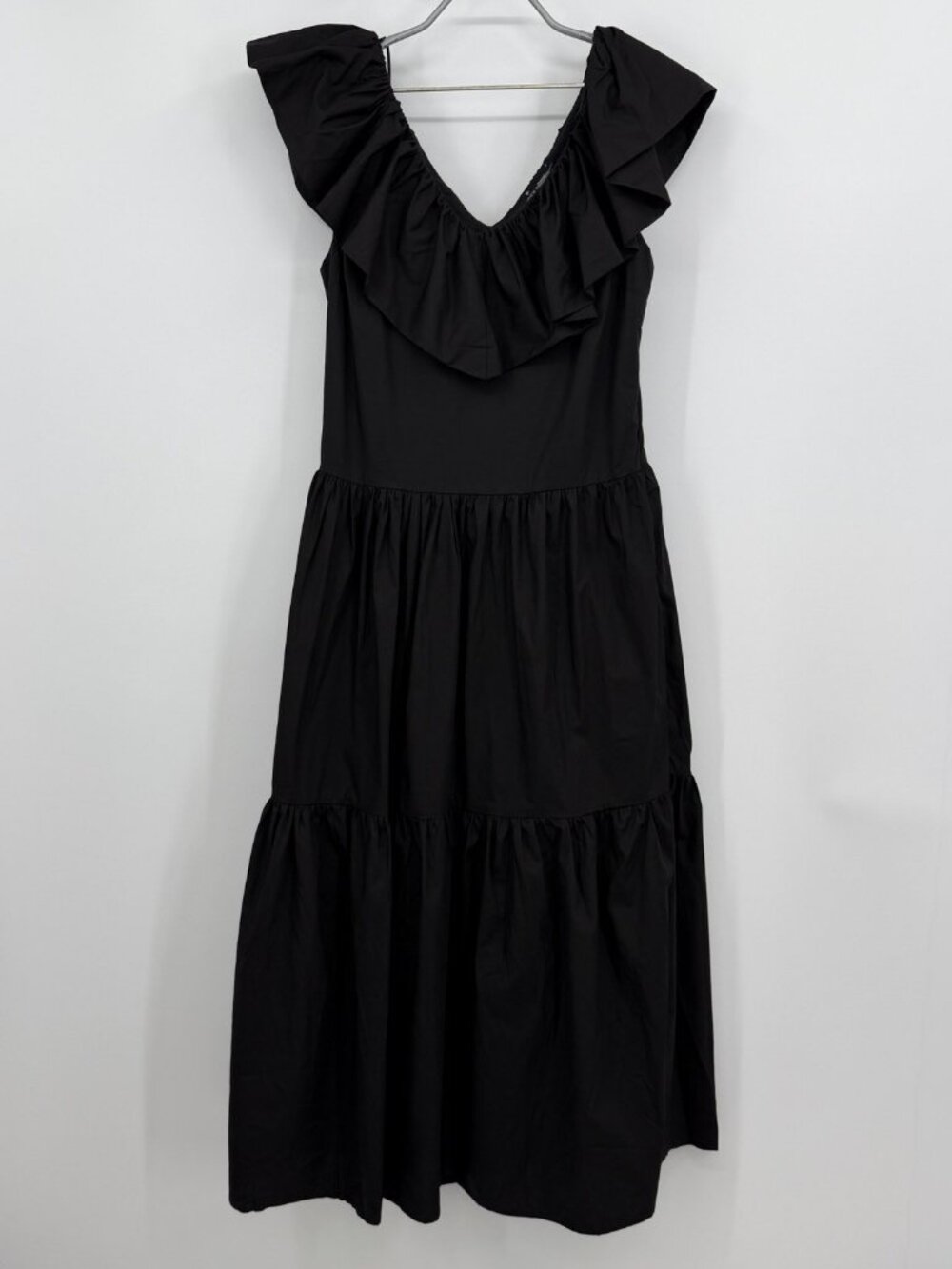 Pomander Place Tuckernuck Black Ruffle Jo Dress Midi/Maxi Tiered V-Neck size S